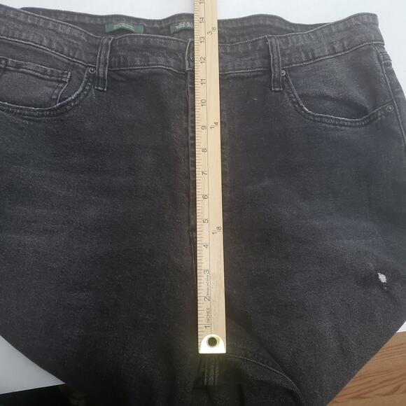 Wild Fable Jean Women 18 Black High Rise Straight Leg Thrashed Grunge Button Fly - Picture 6 of 16